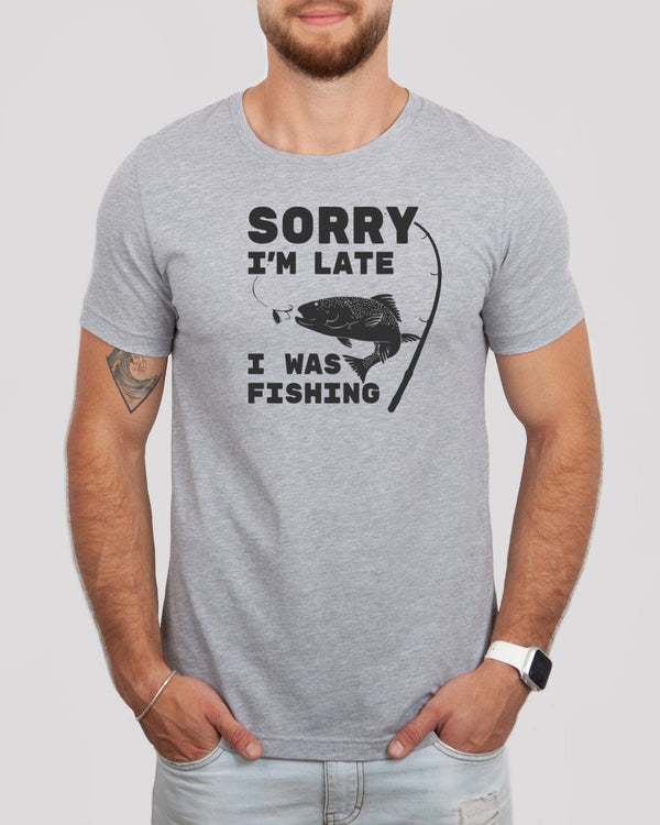Sorry i'm late i was fishing med gray t-shirt
