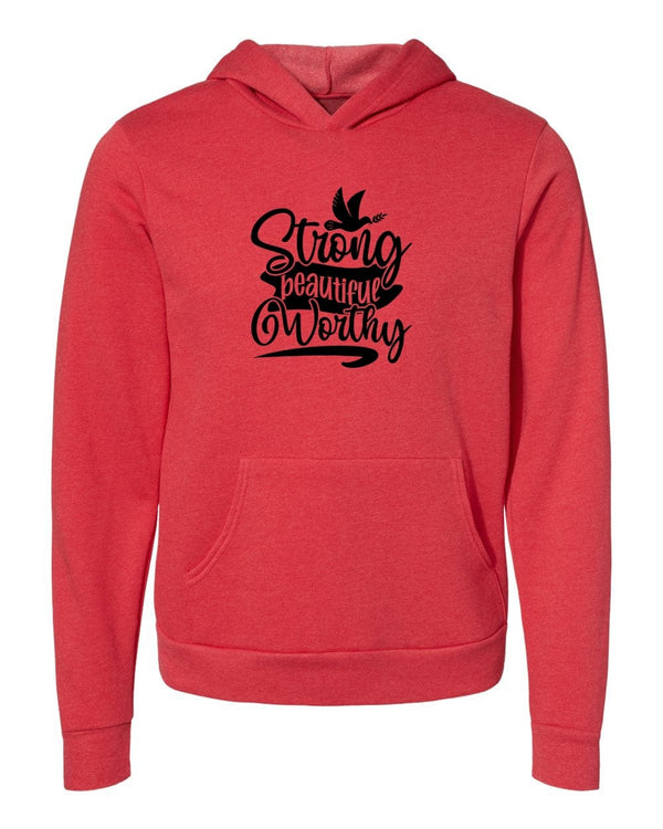 Strong beautiful worthy red Hoodies