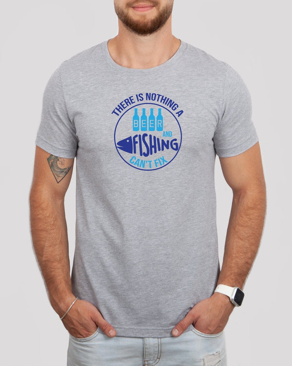 There is nothing a beer and fishing can't fix med gray t-shirt
