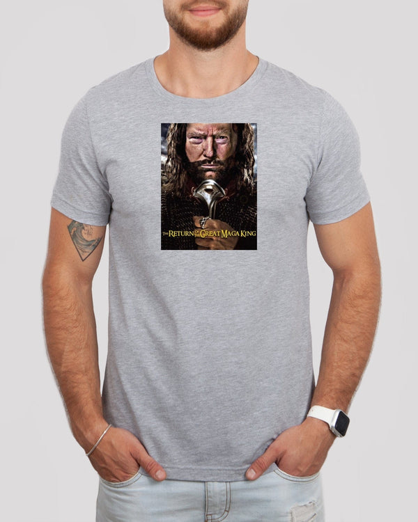 The return of the great maga king med gray t-shirt