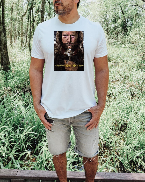 The return of the great maga king white t-shirt