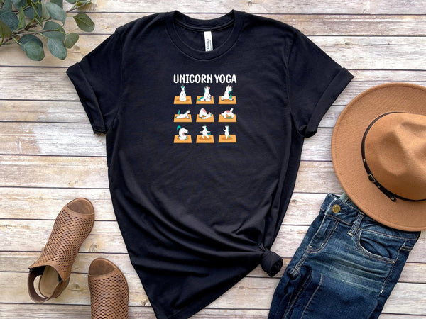 Unicorn yoga Black T-Shirt