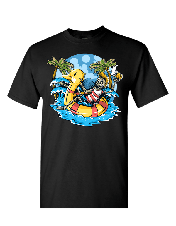 Buy Black Dope Skeleton Riding Rubber Ducky Boat T-Shirt