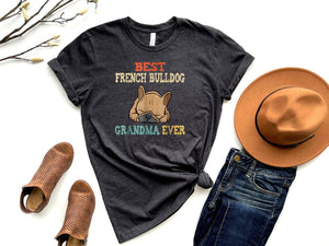 Vintage best french bulldog gradma funny  t-shirt