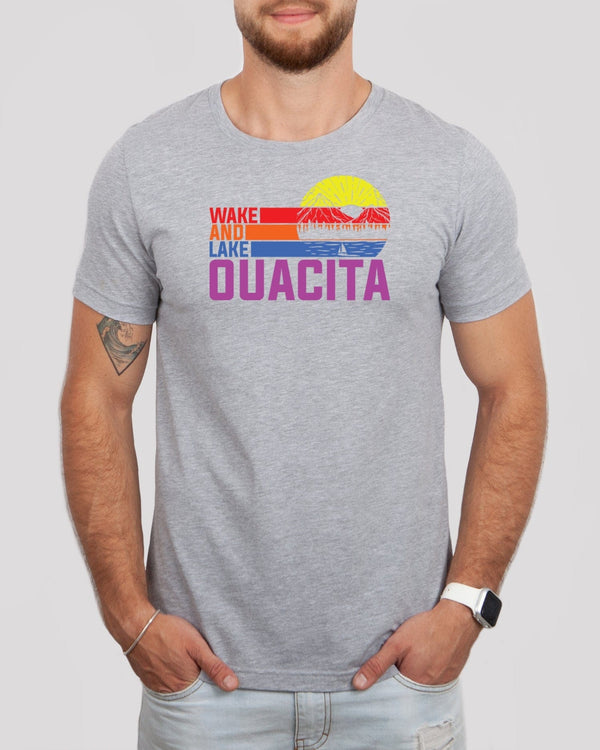 Wake and lake ouacita med gray t-shirt