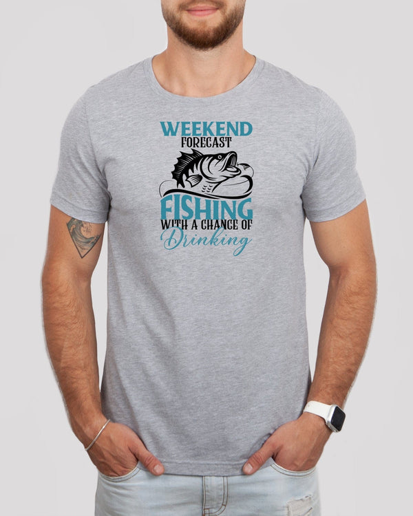 Weekend forecast fishing with a chance of drinking med gray T-Shirt
