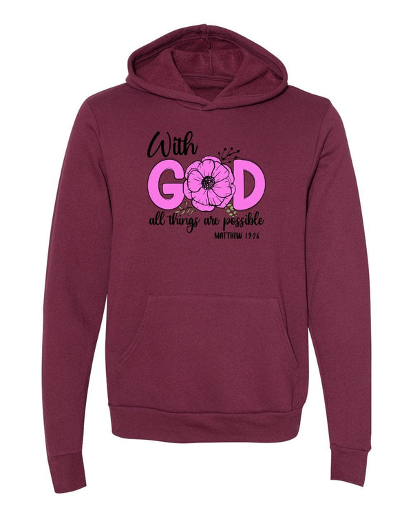 With God all things are possible Mathew maroon Hoodies
