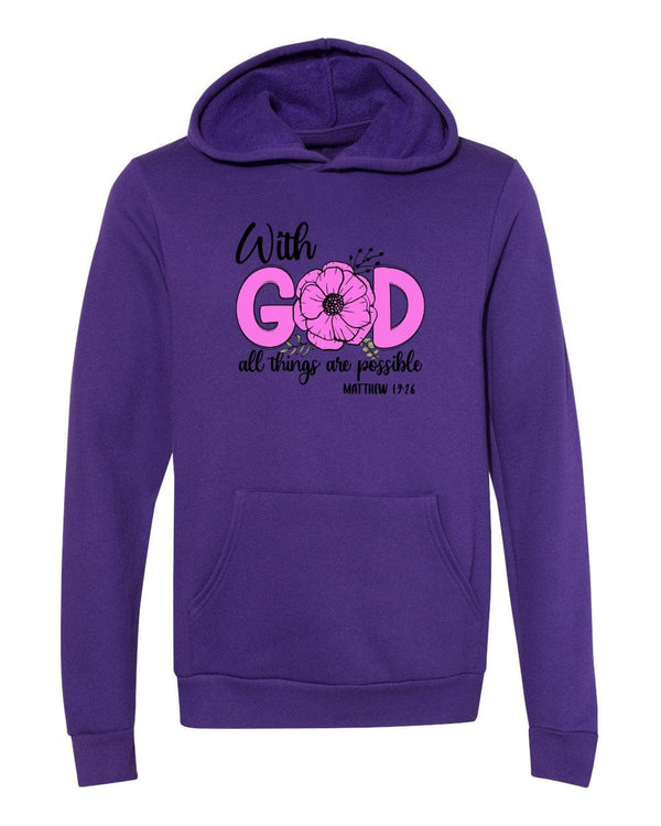 With God all things are possible Mathew Purple Hoodies
