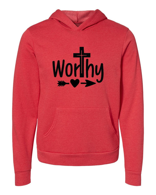 Worthy Jesus cross red Hoodies