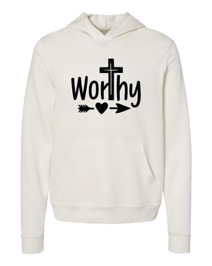 Worthy Jesus cross white Hoodies